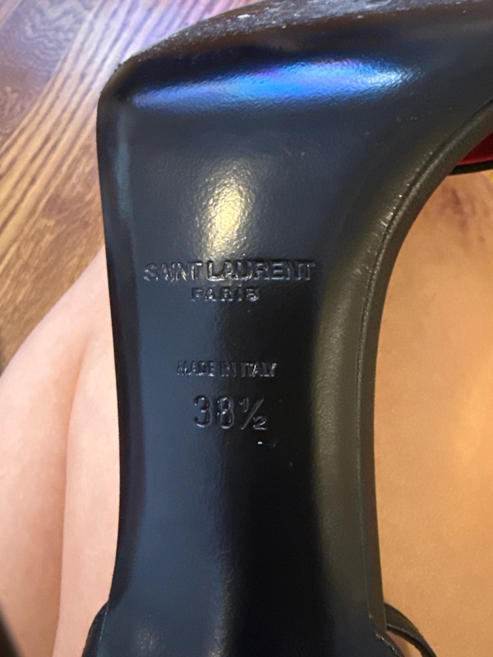 Saint Laurent Black Leather Square-Toe Ankle-Strap Heels - Picture 4 of 5
